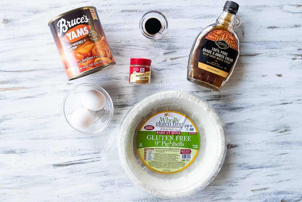 ingredients for old fashioned sweet potato pie