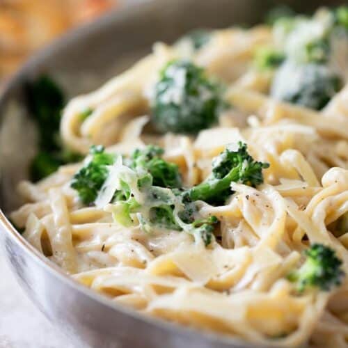 chicken fettuccini alfredo with broccoli