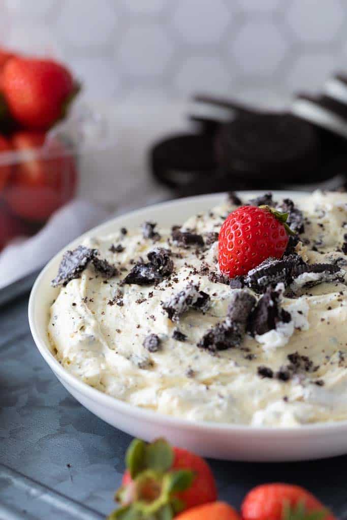 gluten free Oreo dip in bowl