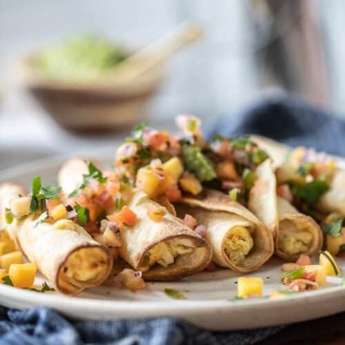 gluten free taquitos on a serving platter