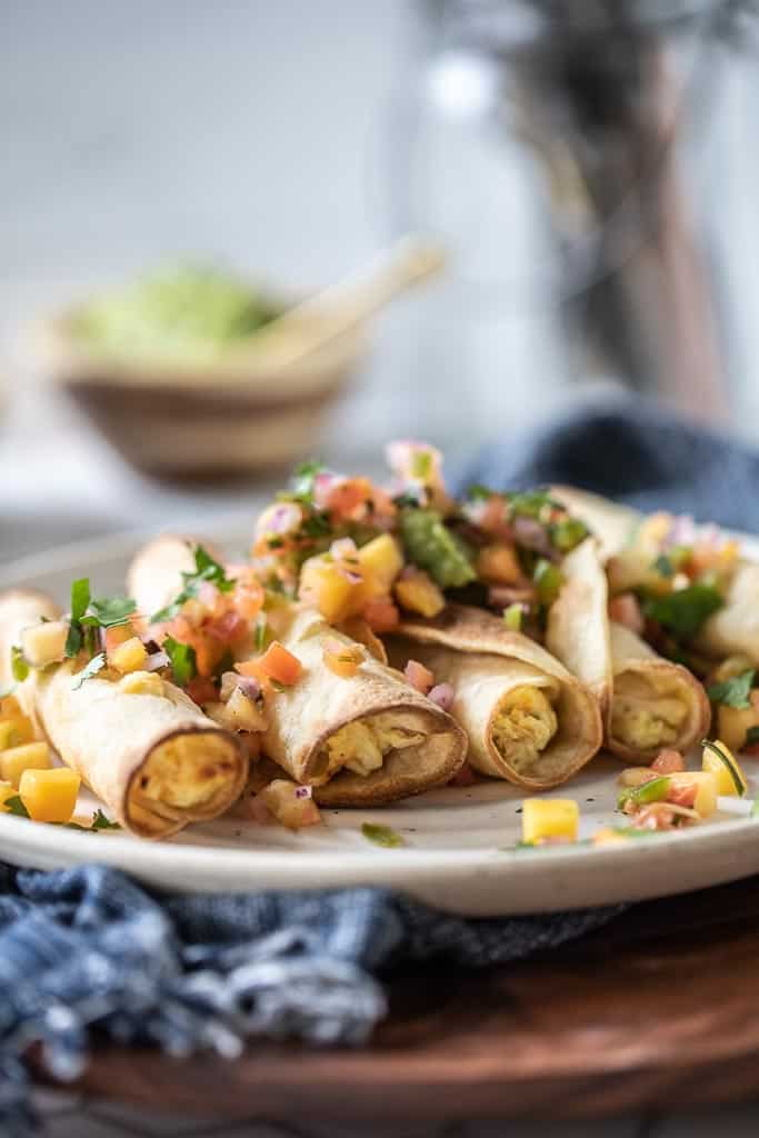 gluten free taquitos on a serving platter