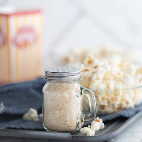 shaker filled with caramel popcorn seasoning