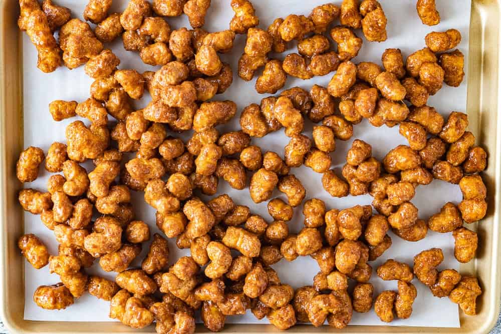 tray of caramel puff corn