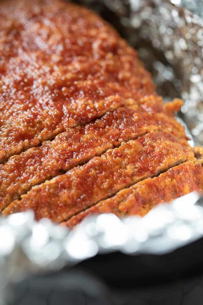 sliced meatloaf in a crockpot