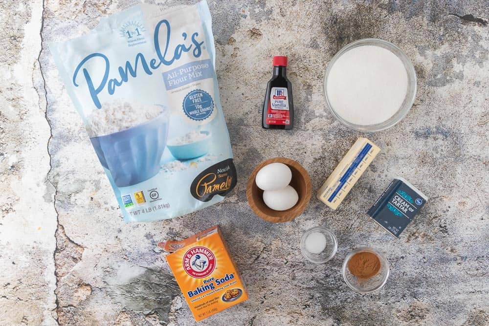 ingredients for gluten free snickerdoodle cookies