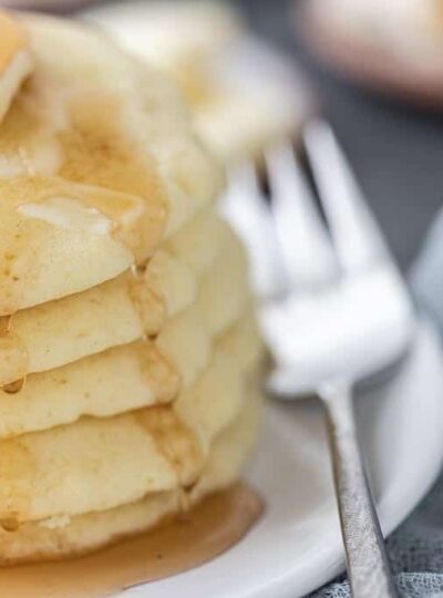 stacked pancakes on a plate