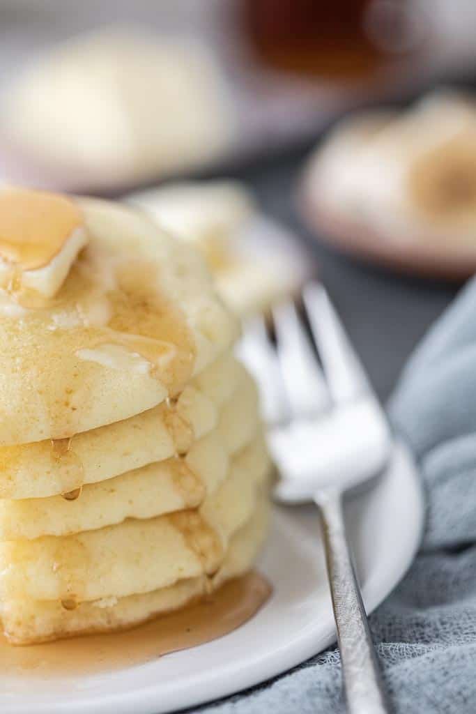 stacked pancakes on a plate