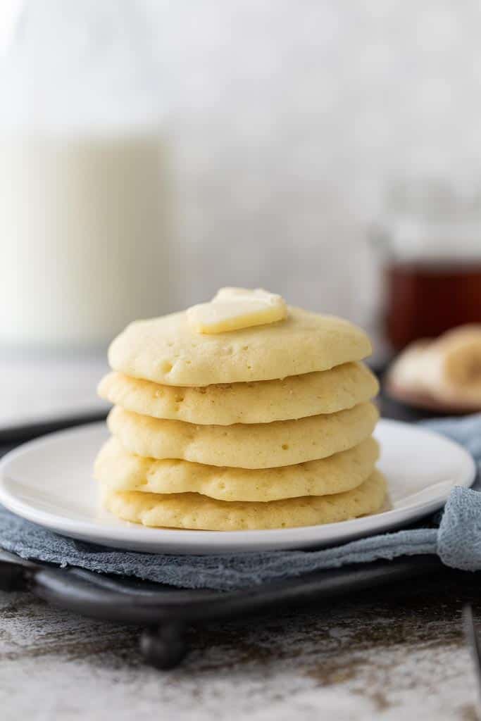 pancake stack topped with butter