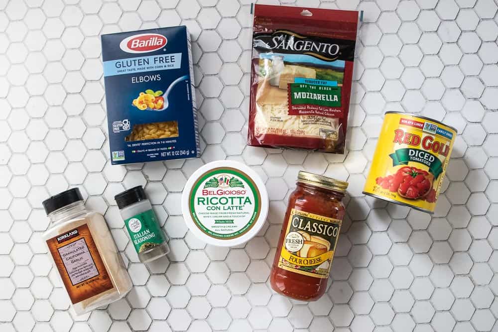 ingredients for no boil pasta bake