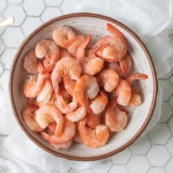 top down view of poached shrimp