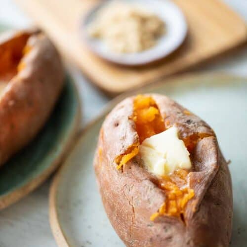 cooked sweet potato stuffed with butter