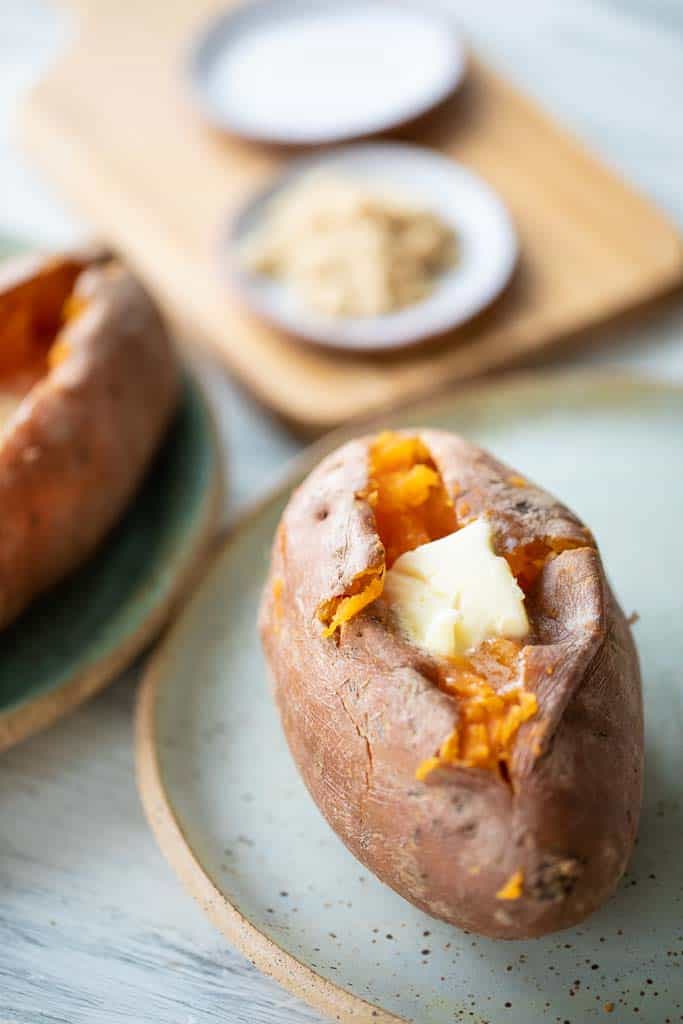 cooked sweet potato stuffed with butter