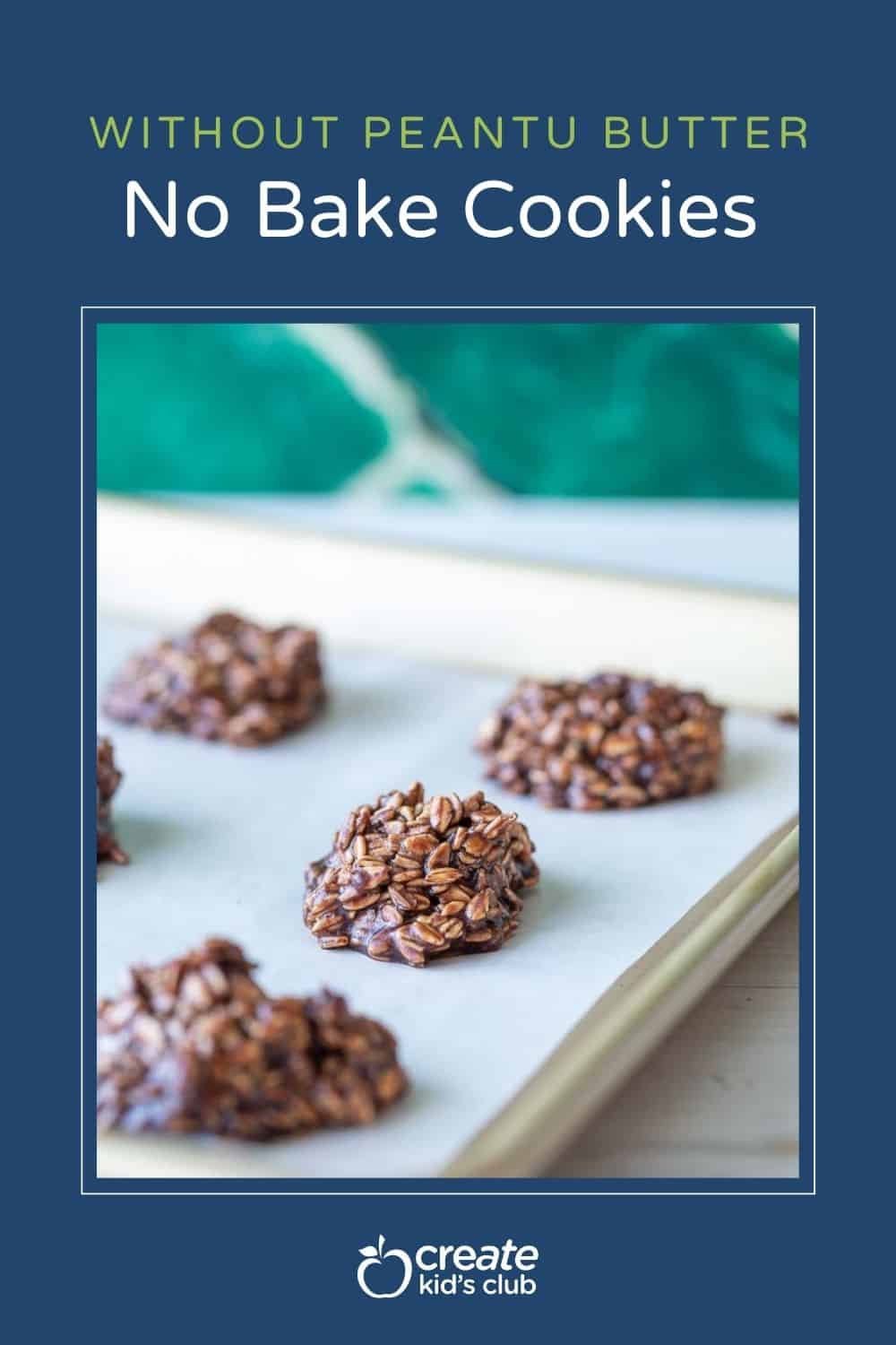 A pin of no bake cookies on a tray.