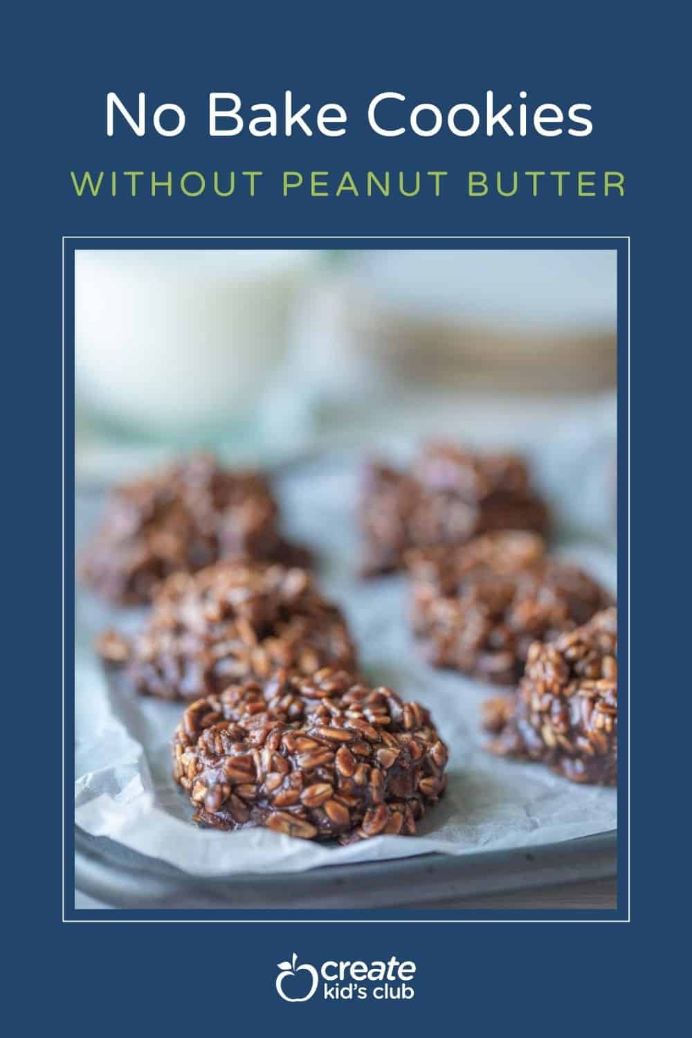 A pin of no bake cookies on a tray.
