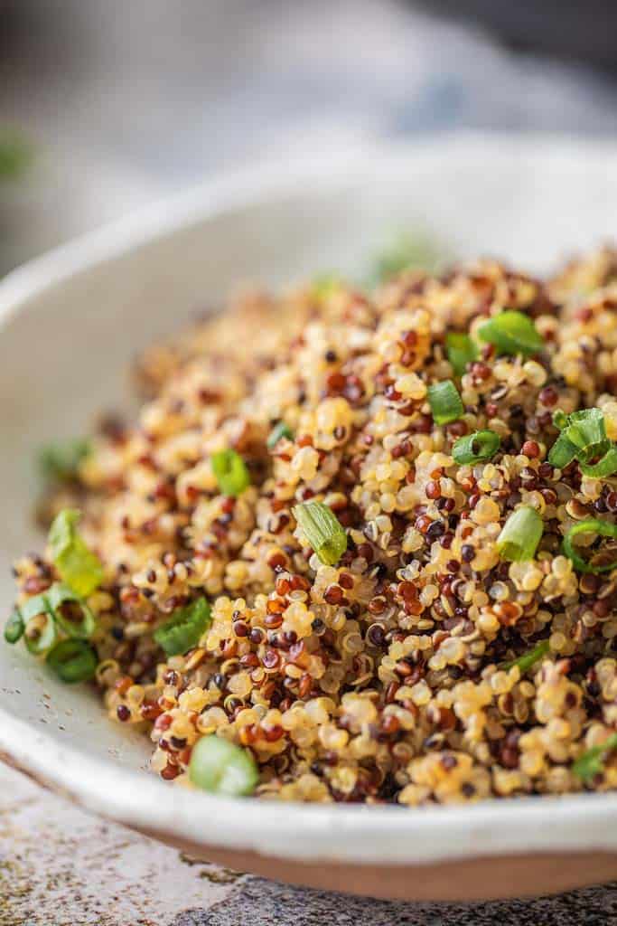 gluten free quinoa in a serving bowl