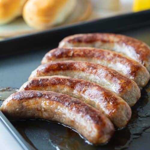 cooked brats on air fryer tray