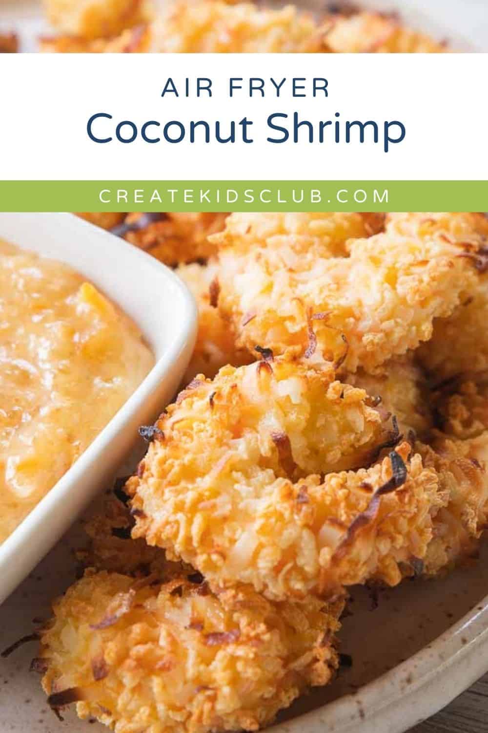 Pin showing air fryer coconut shrimp.