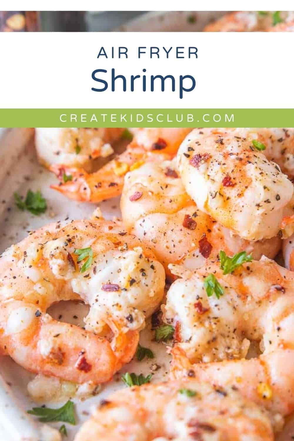 Pin showing air fryer shrimp.