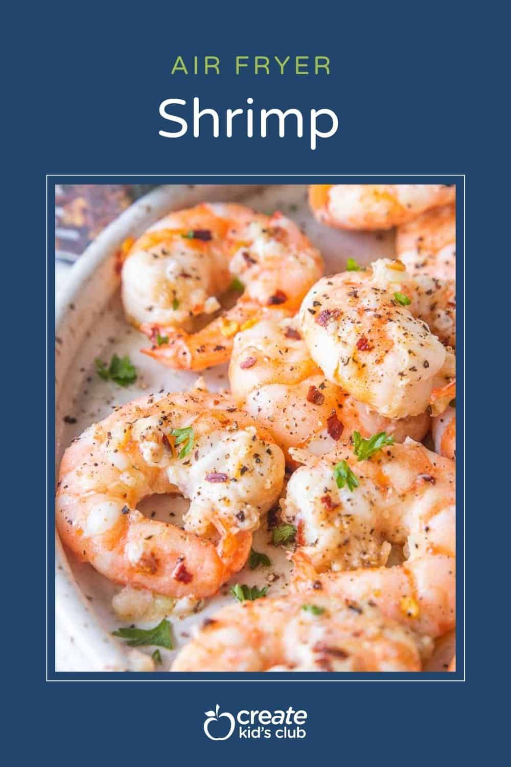 Pin showing air fryer shrimp.