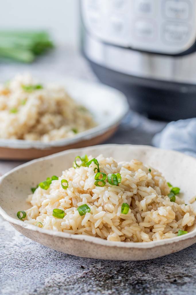 basmati rice garnished with green onions