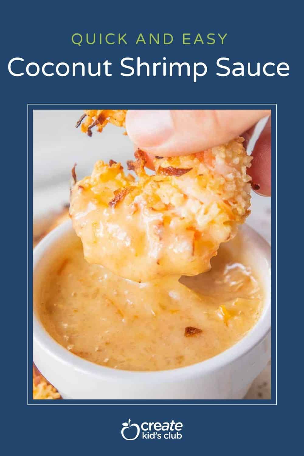 Pin showing coconut shrimp sauce.