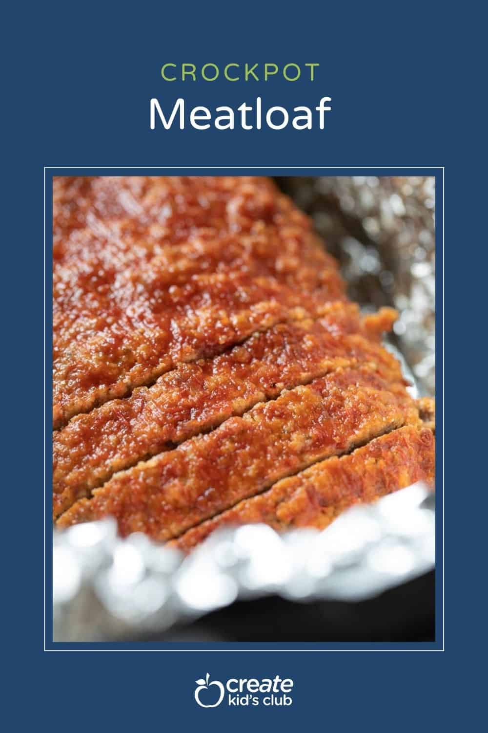 A pin of sliced meatloaf in a crockpot.