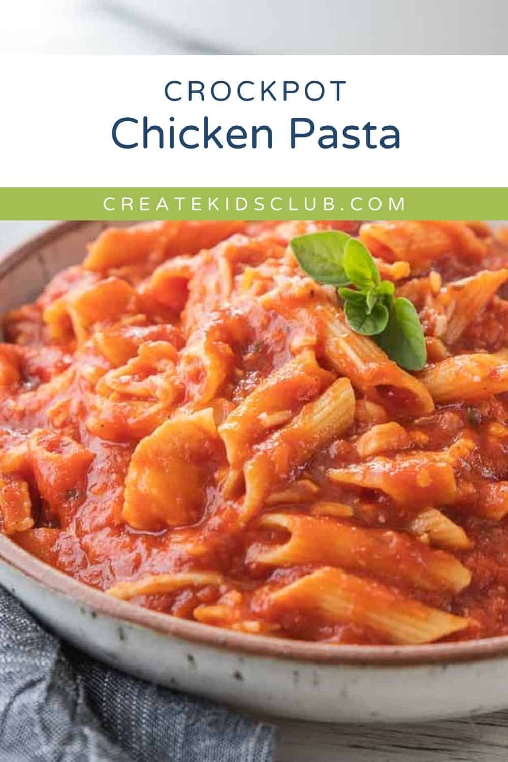 Pin showing crockpot chicken pasta.