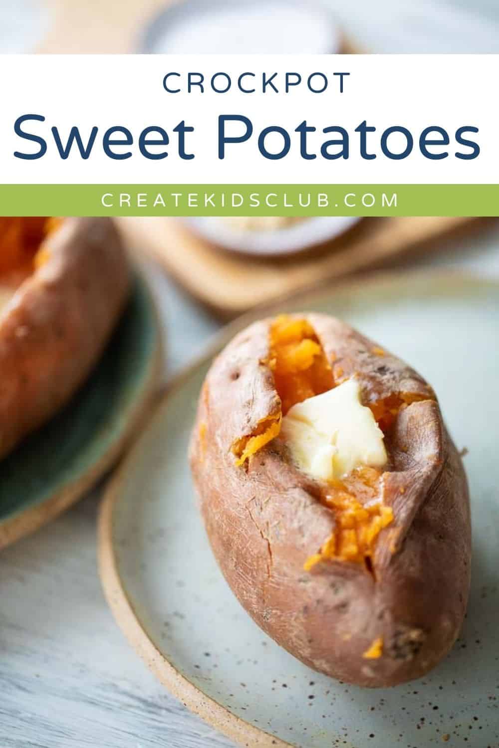 Pin showing crockpot sweet potatoes.