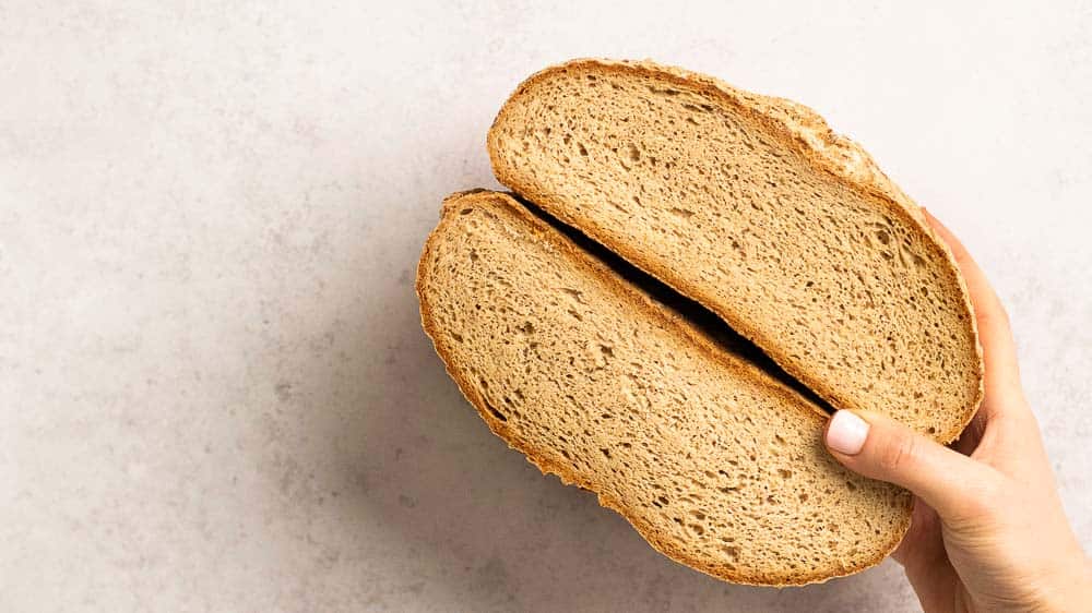 two halves of artisan bread loaf