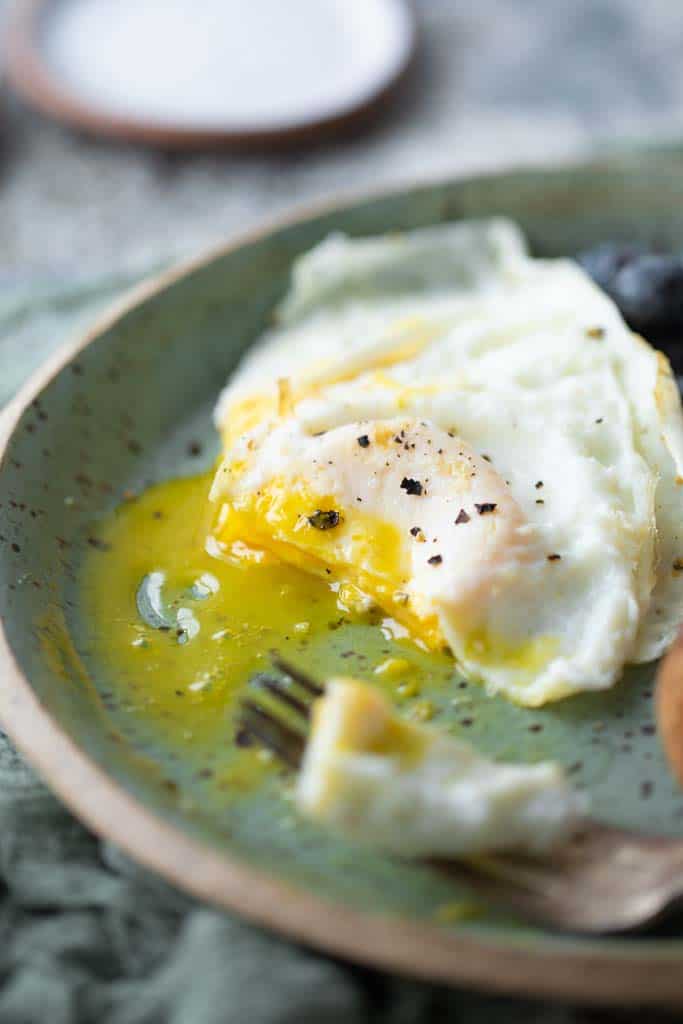 over easy eggs on plate
