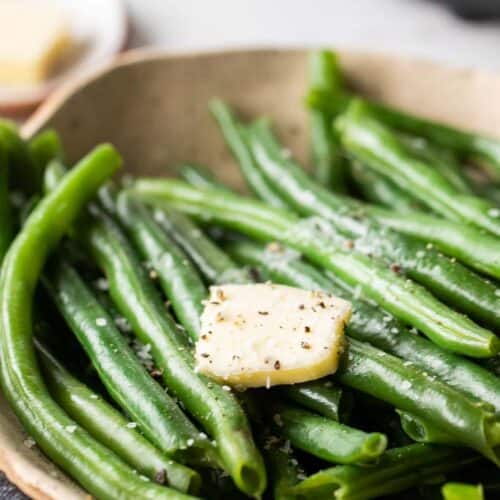 green beans topped with butter