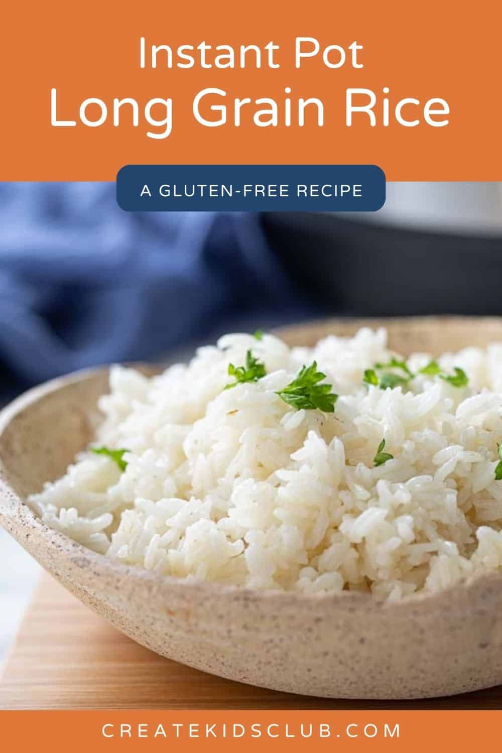 Pin of instant pot long grain rice in a bowl