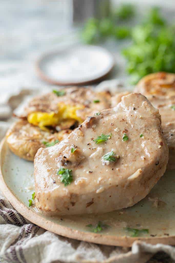 pork chops on a plate