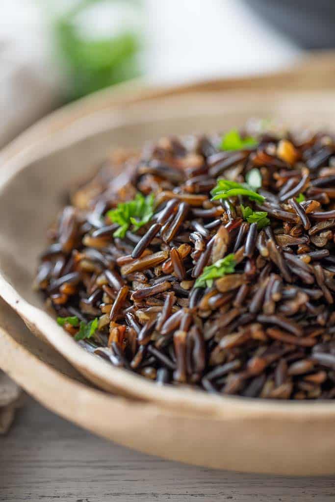 wild rice in serving bowl