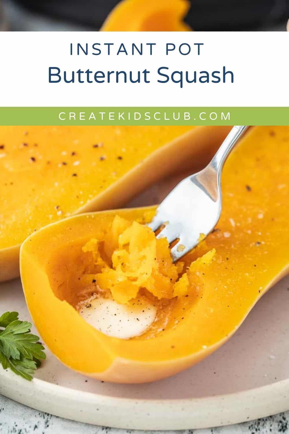 A pin of butternut squash cooked in the instant pot.