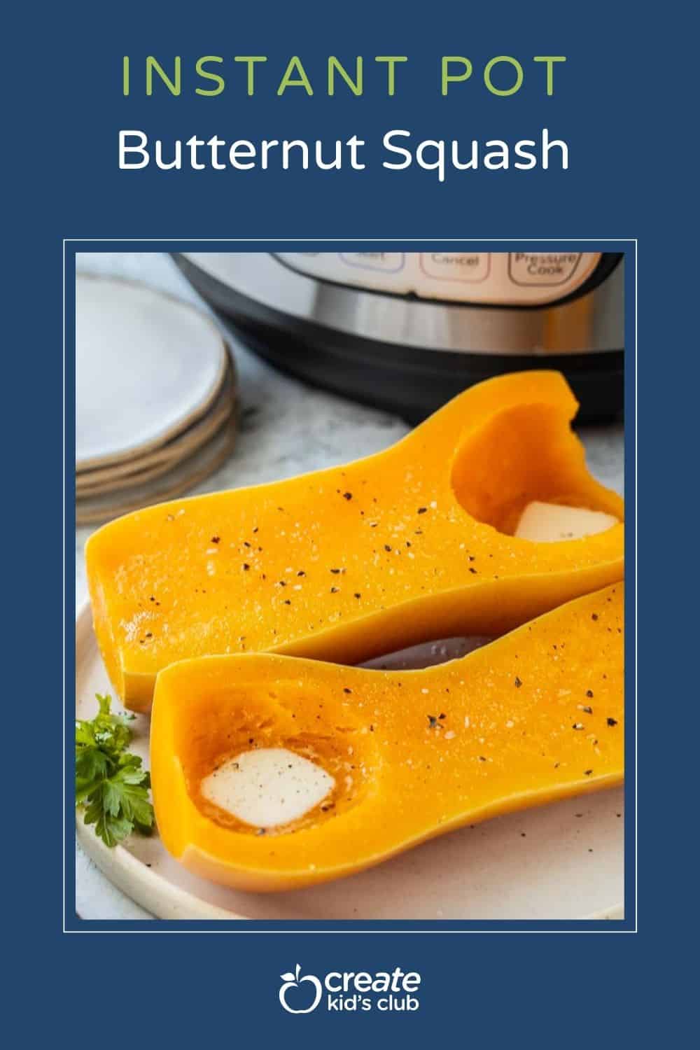 A pin of butternut squash cooked in the instant pot.