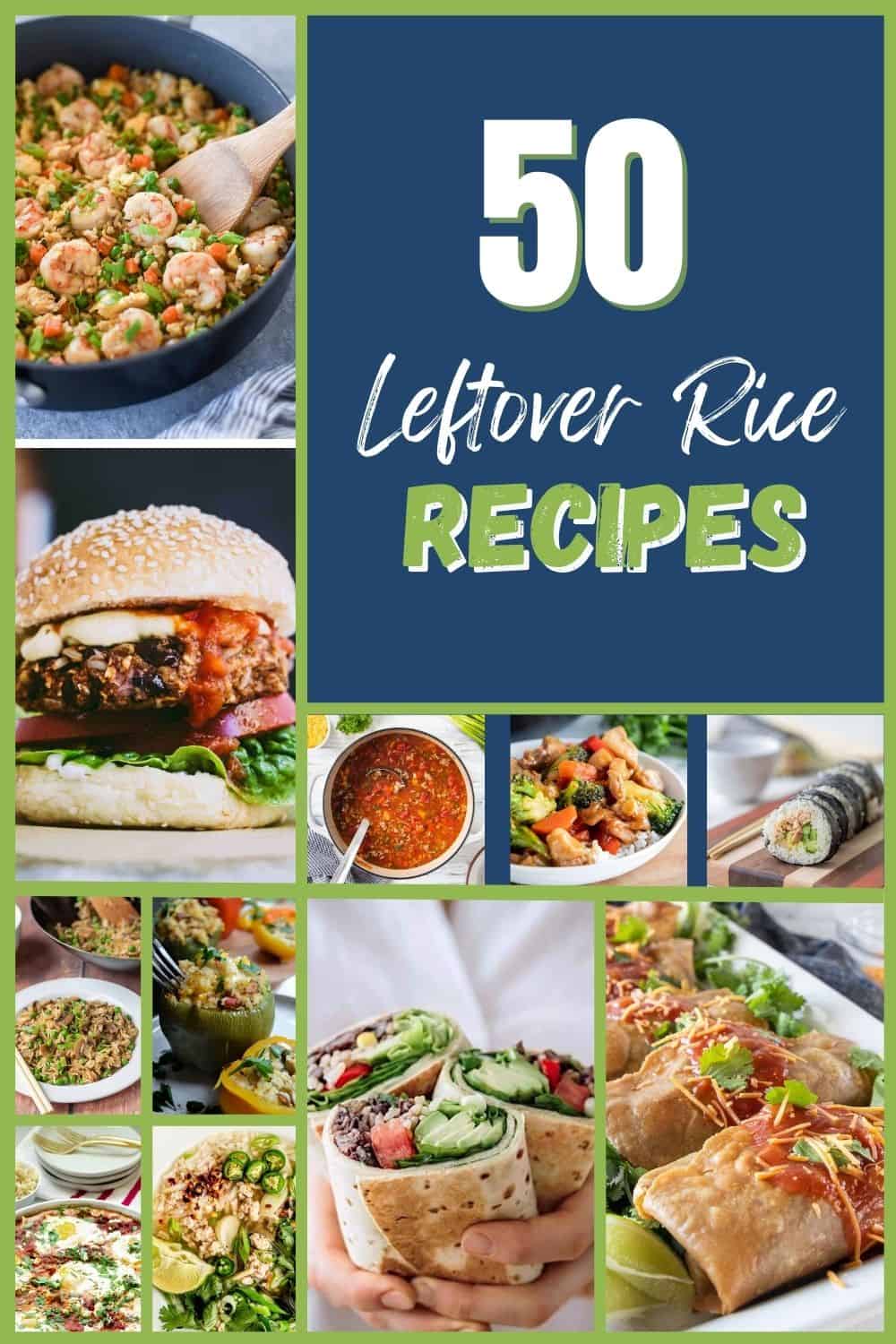 pin showing leftover rice recipes