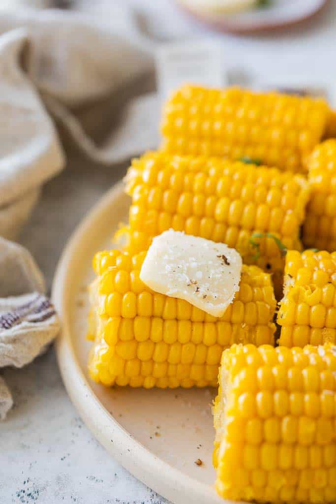 platter with corn cobs