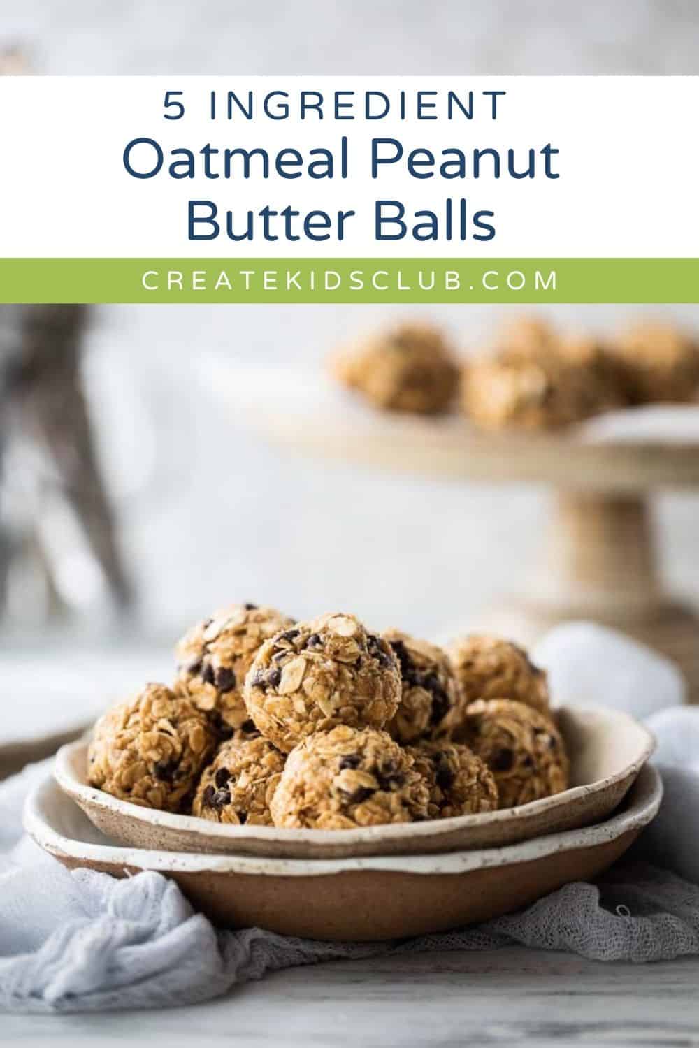 pin for oatmeal peanut butter balls with 5 ingredients