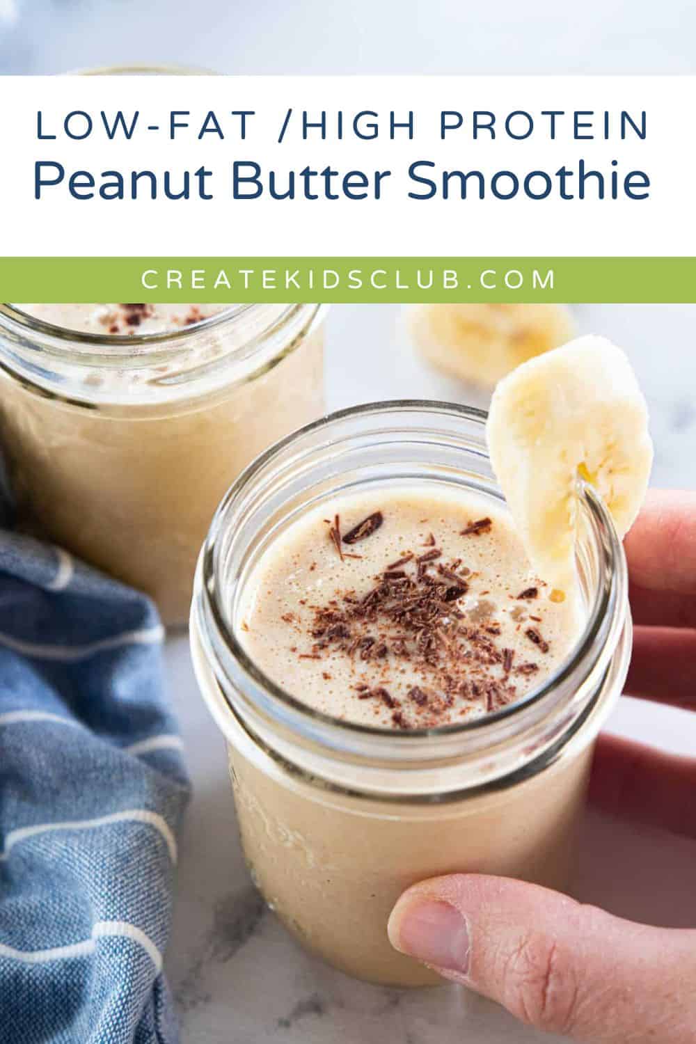 pin for a peanut butter smoothie