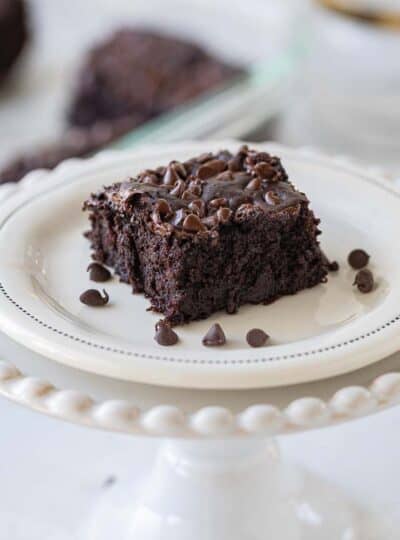 black bean brownie topped with mini chocolate chips