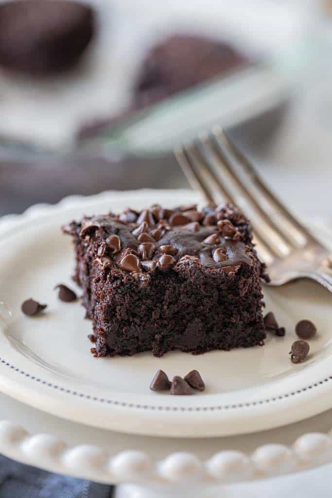 black bean brownie square on a plate