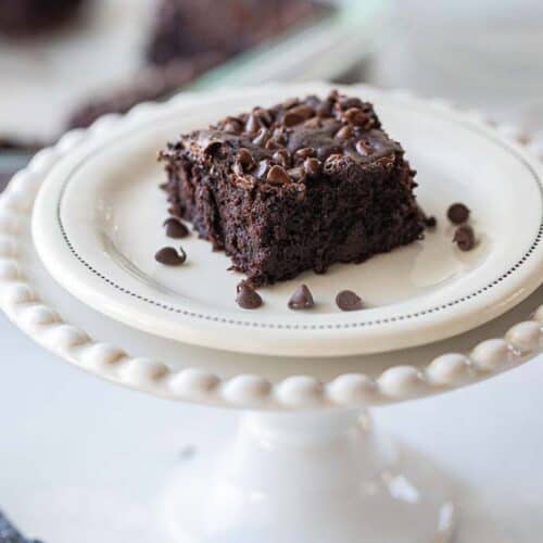black bean brownie topped with mini chocolate chips
