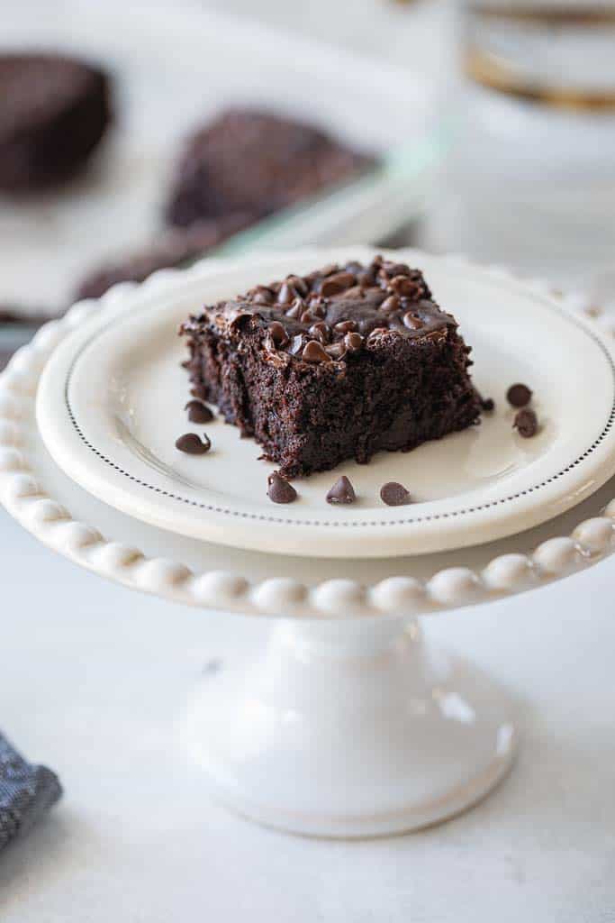 black bean brownie topped with mini chocolate chips