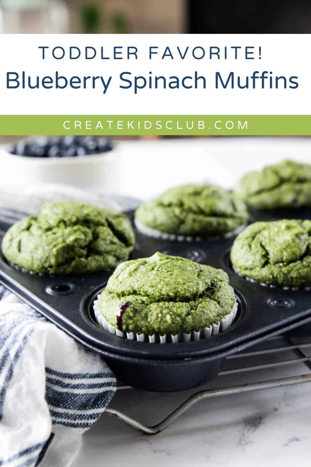 pin for blueberry spinach muffins
