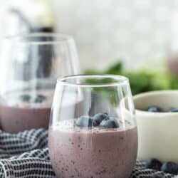 blueberry smoothie in glasses