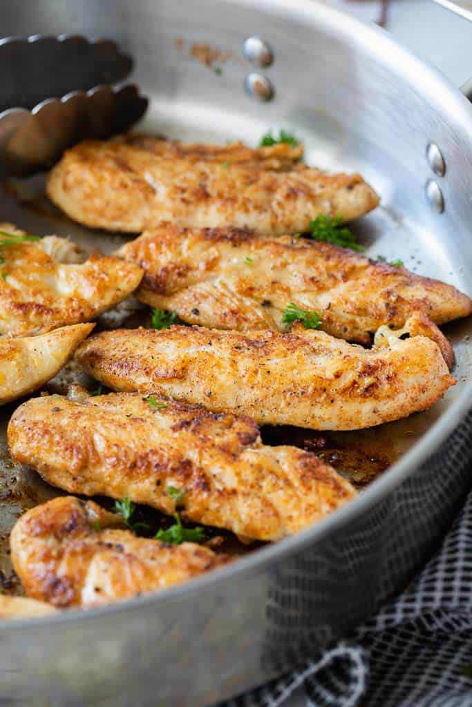 chicken tenders in a pan