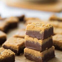 stacked peanut butter fudge squares