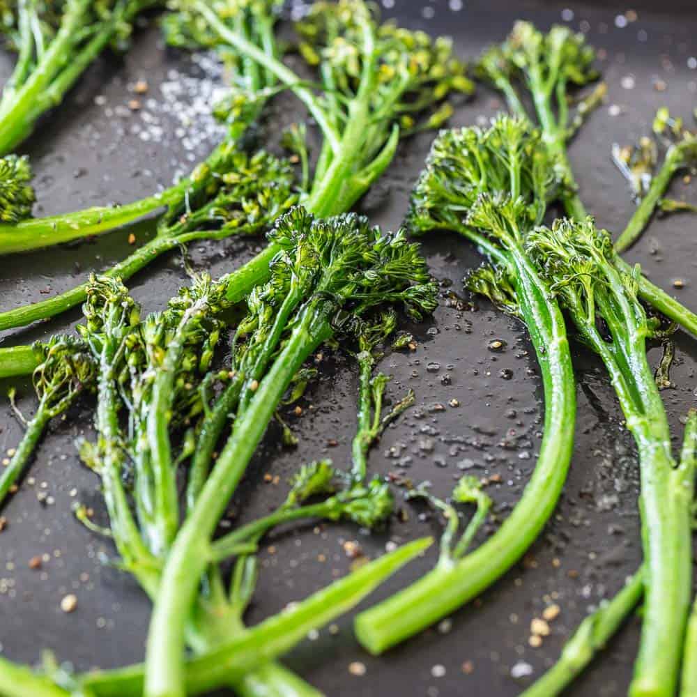 air fryer broccolini on tray