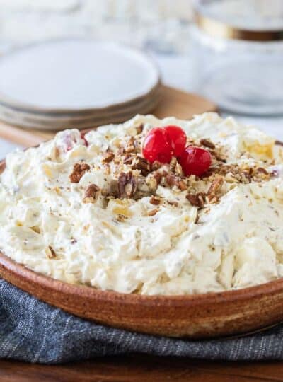 pineapple fluff in serving bowl